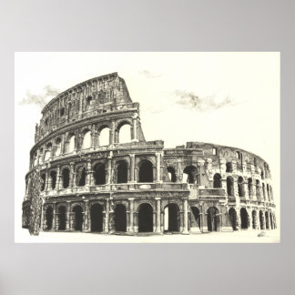 Kolosseum - Cross Hatching Fine Art Print Poster