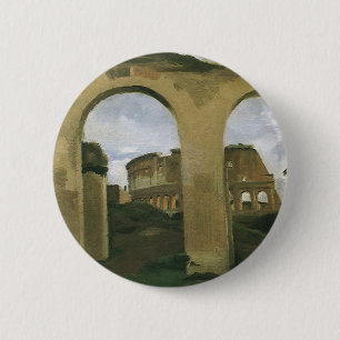 Kolosseum durch die Arkaden in Rom, Italien gesehe Button