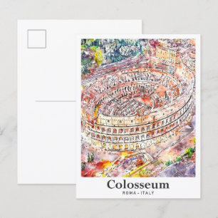 Kolosseum Rom Italien Aquarell Skizze Handgezeichn Postkarte
