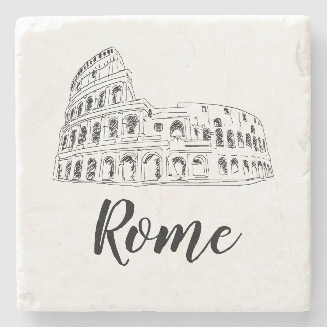 Kolosseum Rom Italien Kunst Illustration Steinuntersetzer (Vorderseite)