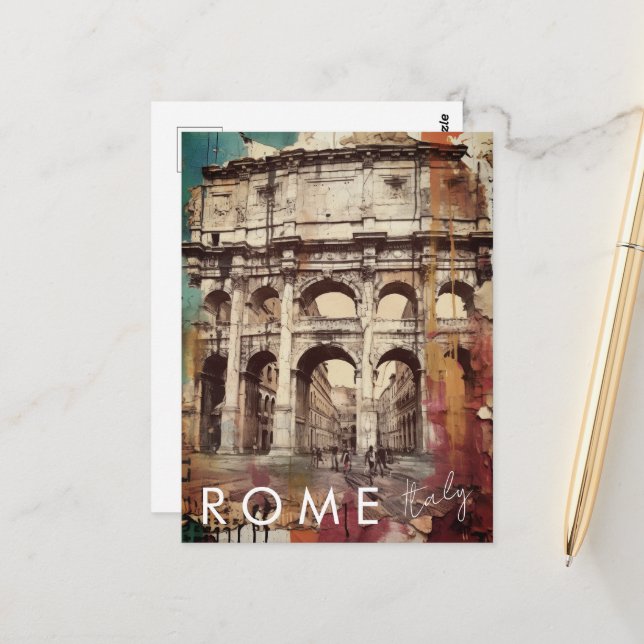 Kolosseum Rom Italien Reisen Vintage Kunst Postkarte (Vorderseite/Rückseite Beispiel)