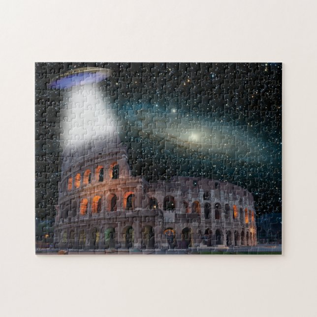 Kolosseum Rom Italien trifft Raum und UFO (Horizontal)