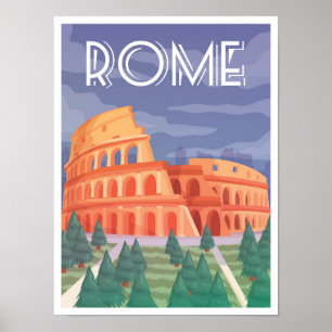 Kolosseum Rom Italien Vintage Reiseillustration Poster