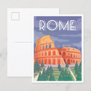 Kolosseum Rom Italien Vintage Reiseillustration Postkarte