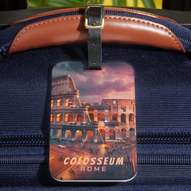 Kolosseum Rom Italien Vintage Travel Gepäckanhänger (Vorderseite Insitu 2)