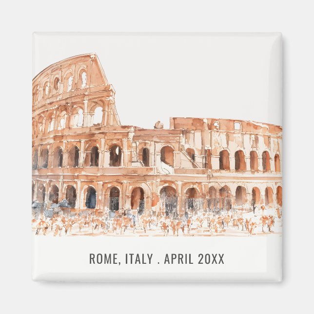 Kolosseum Rom Italien Wasserfarbe Italien Reisen Magnet (Vorne)