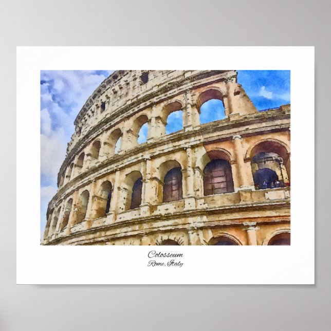 Kolosseum Rom, Italien Wasserfarben Poster (Vorne)
