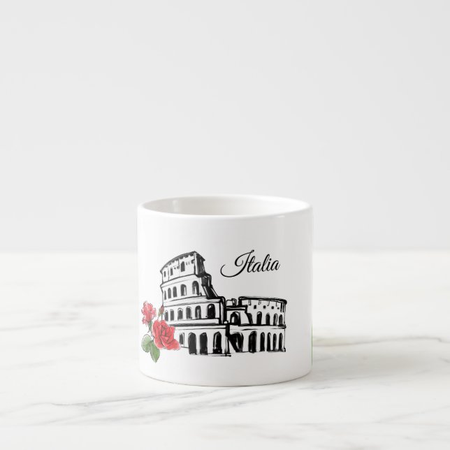 *~* Kolosseum und Rose Italien Espressotasse (Vorderseite)
