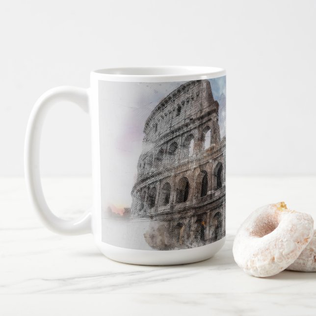 Kolosseum Watercolor Rom Italien Kaffeetasse (Mit Donut)