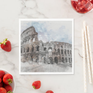 Kolosseum Watercolor Rom Italien Serviette
