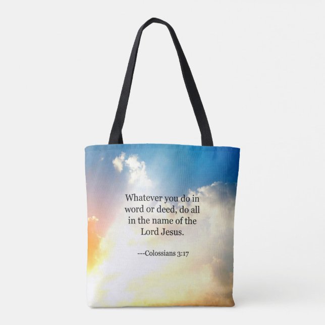 Kolossian 3:17, Christliche Bibelschrift Tasche (Rückseite)