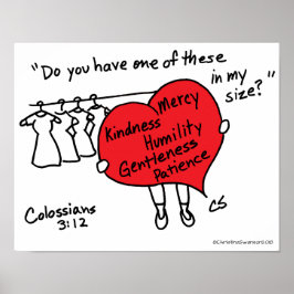Kolossians 3:12 Red Heart Poster