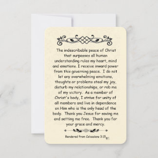 Kolossians 3:15 Scripterkarte Vintag