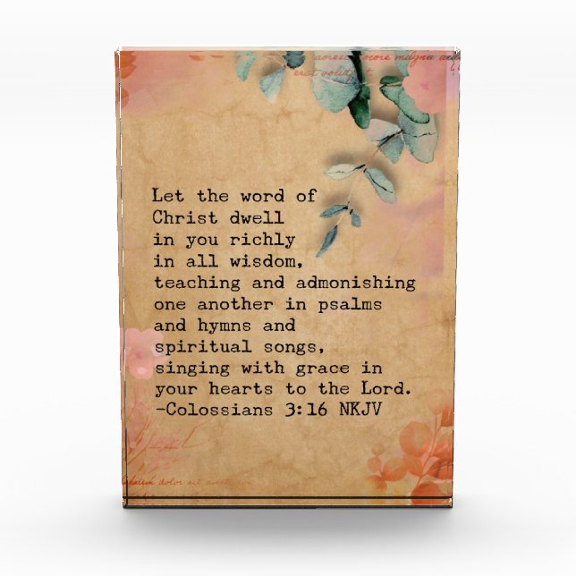 Kolossians 3:16 NKJ Bible Verse Image Fotoblock (Vorderseite)