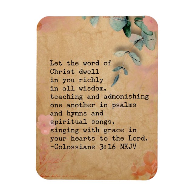 Kolossians 3:16 NKJV Bibelverse Magnet (Vertikal)