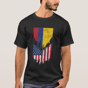 Kolumbianische amerikanische Flaggen gepeitscht To T-Shirt