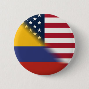 kolumbianische Flagge   Hälfte Kolumbien USA  Button