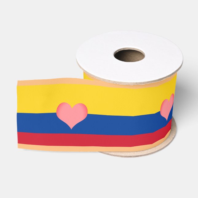 kolumbianische Flagge & Herz-Liebe Kolumbien Urlau Ripsband (Spule)
