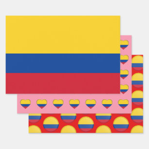 kolumbianische Flagge, Herz und kolumbianische Mod Geschenkpapier Set