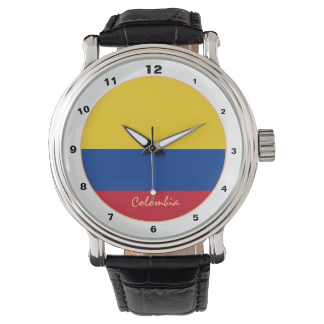 kolumbianische Flagge & kolumbianische trendige Mo Armbanduhr (Vorderseite)