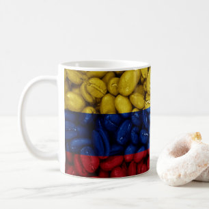 Kolumbianische Flagge mit Kaffee Kaffeetasse