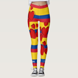 Kolumbianische Flagge mit rotem Herzen Leggings