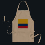 kolumbianische Flagge Schürze<br><div class="desc">Die kolumbianische Flagge ist eine horizontale Trikolore. Die verwendeten Farben in der Flagge sind blau,  rot,  gelb. Der Anteil der kolumbianischen Flagge ist 2:3. Die Flagge Kolumbiens wurde 1861 adoptiert. Die erste Verwendung des aktuellen Flagdesigns erfolgte 1810. Die letzte Änderung am aktuellen kolumbianischen Flaggendesign erfolgte 1949.</div>