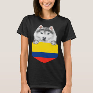 Kolumbianische Flagge sibirischer Husky-Hund in Po T-Shirt