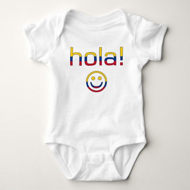 Kolumbianische Geschenke: Hallo/Hola stellen Baby Strampler (Vorderseite)