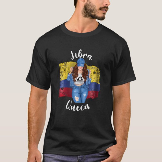 Kolumbianische Libra Königin von Kolumbien Flag Zo T-Shirt (Vorderseite)