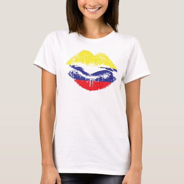 Kolumbianische Lips T - Shirt Design für Frauen. (Vorderseite)
