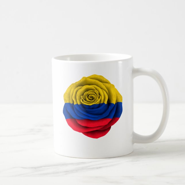 Kolumbianische Rosen-Flagge auf Schwarzem Kaffeetasse (Rechts)