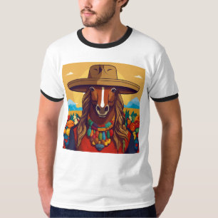 Kolumbianisches Kaffeehaus: Farbenvolles Design vo T-Shirt