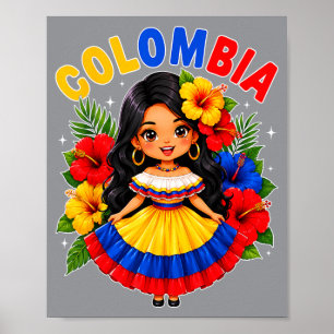 Kolumbianisches Mädchen Traditionelle Kleidung Kol Poster