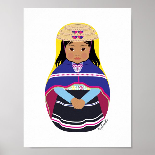 kolumbianisches, Misak oder Guambiana-Matryoshka-P Poster (Vorne)