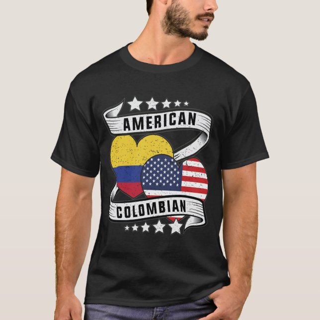 kolumbianisches Shirt unter amerikanischer Flagge  (Vorderseite)