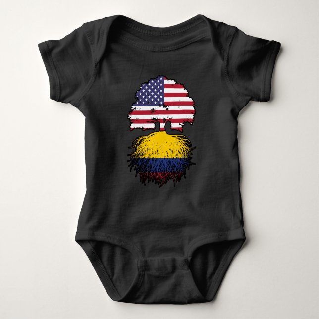 Kolumbien - Amerikanische Tree Roots Flag Baby Strampler (Vorderseite)