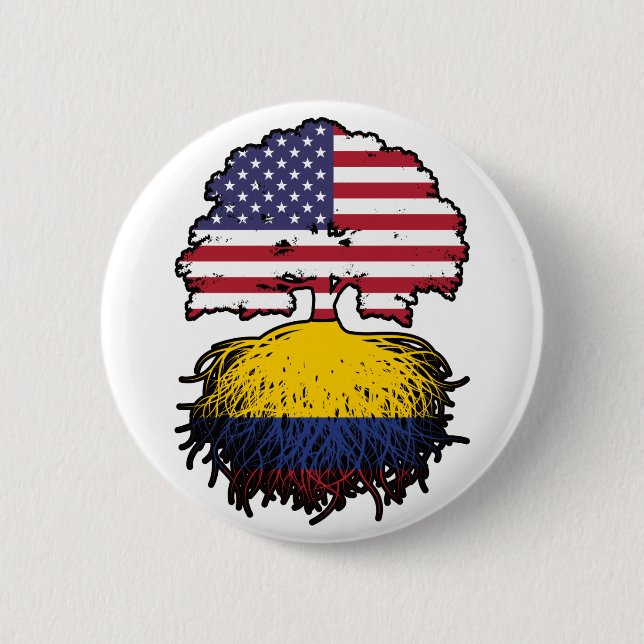 Kolumbien - Amerikanische Tree Roots Flag Button (Vorderseite)