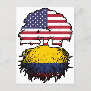 Kolumbien - Amerikanische Tree Roots Flag Postkarte