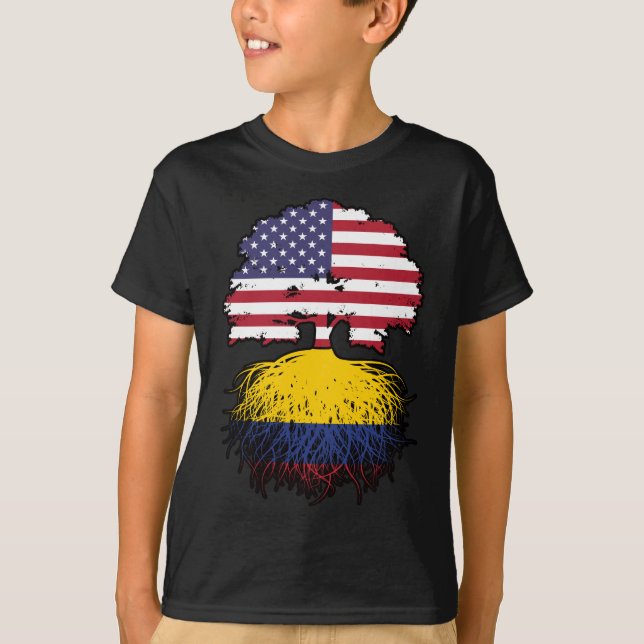 Kolumbien - Amerikanische Tree Roots Flag T-Shirt (Vorderseite)