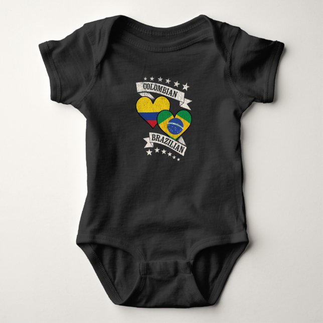 Kolumbien brasilianische Herzflags Kolumbien Brasi Baby Strampler (Vorderseite)