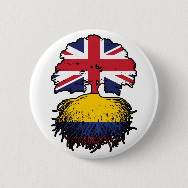 Kolumbien Britisch-UK Tree Roots Flag Button (Vorderseite)