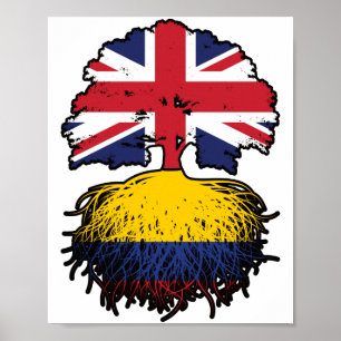 Kolumbien Britisch-UK Tree Roots Flag Poster