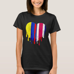 Kolumbien Costa Rica-Flagge Herz Bürger Erwachsen T-Shirt