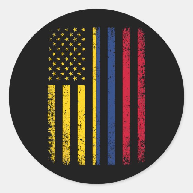 Kolumbien Flag 4. Juli USA kolumbianische Flagge Runder Aufkleber (Vorderseite)