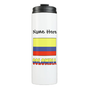 Kolumbien Flag Black Personalization Thermosbecher
