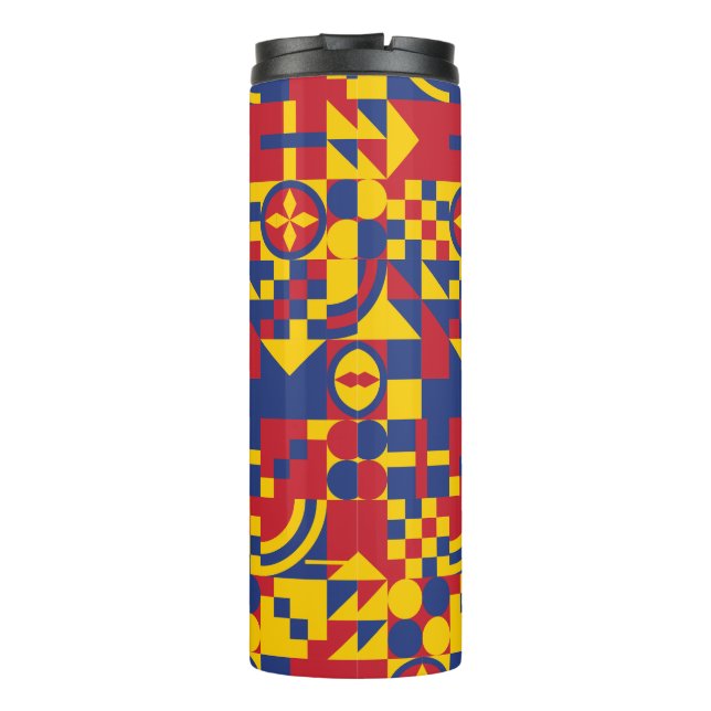 Kolumbien Flag farbenfrohe Muster Thermosbecher (Rückseite)