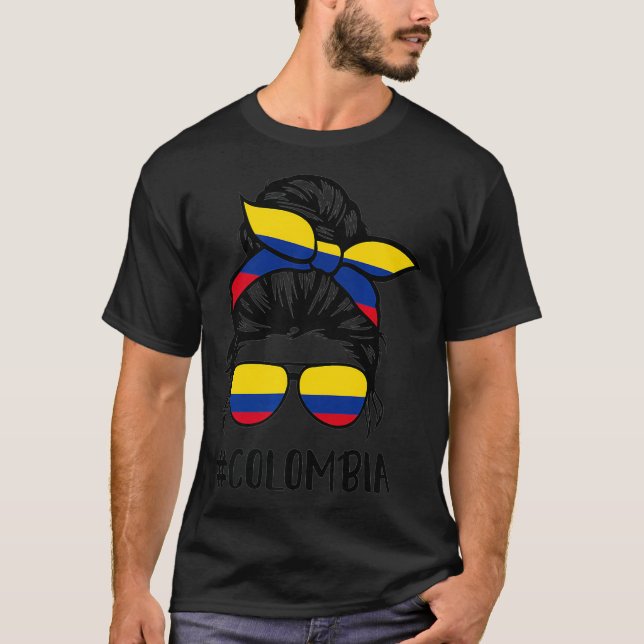 Kolumbien Flag Pride Farben Frauen Messy b T-Shirt (Vorderseite)
