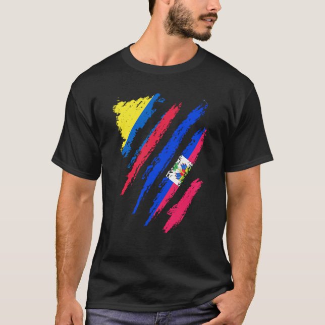 Kolumbien Flagge Haiti Grown Patriot Country Strei T-Shirt (Vorderseite)