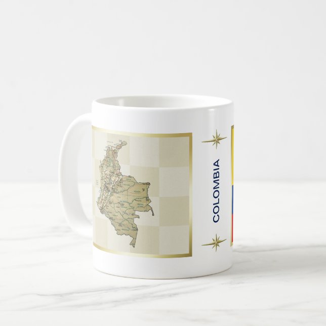 Kolumbien-Flagge + Karten-Tasse Kaffeetasse (Vorderseite Links)